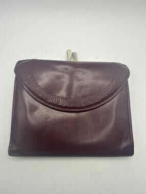 Vintage Lady Buxton Top Grain Cowhide French Purse Wallet Brown KissLock Leather